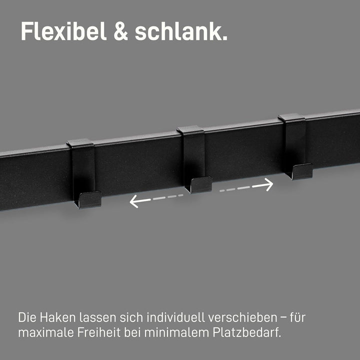 Natural Goods Berlin 1x Hakenleiste SQUARE Garderobenleiste Schwarz Metall 900 x 50 mm - Hakenleiste
