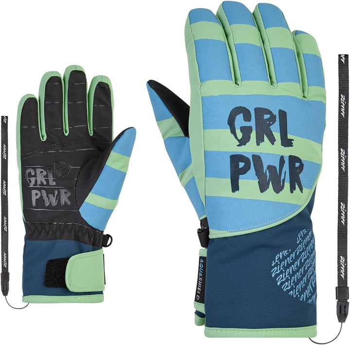 Ziener Mädchen Liwa Ski-Handschuhe/Wintersport | wasserdicht, Primaloft, modisch 7.5 pastel green, 7