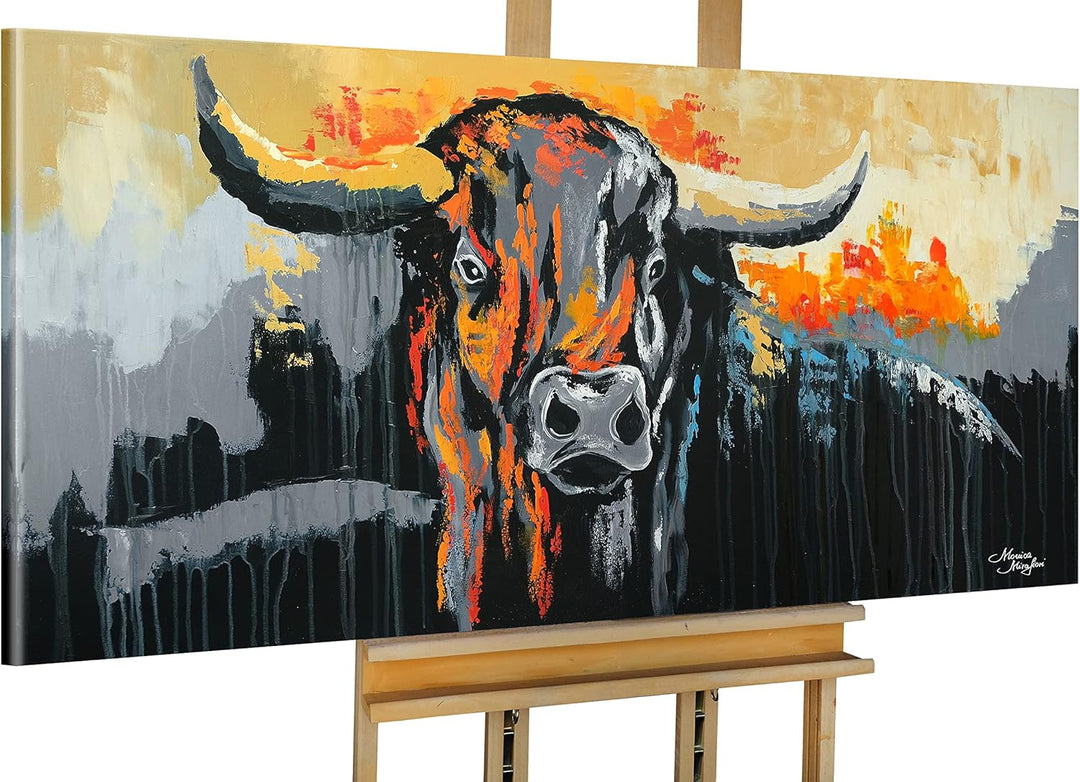 Monica Mirafiori I 100% HANDGEMALT I Gemälde BULL 100x50cm | Gemälde Handgemalt | Acrylgemälde | Seh