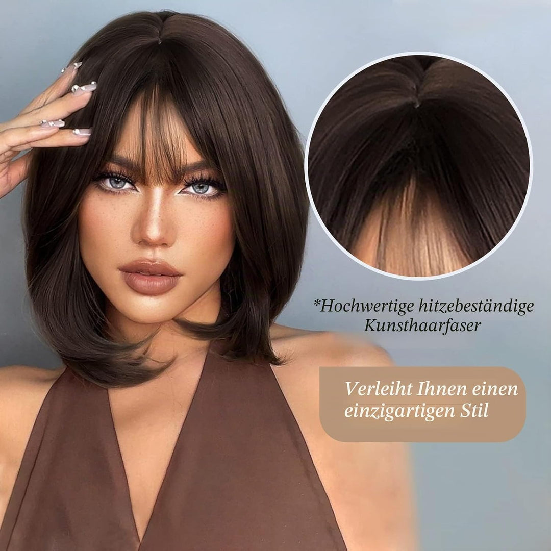 HAIRCUBE Kurze BOB BOB Damen Perücken Leichte Wavy Wigs Synthetische Perücken für Alltag Cosplay 800
