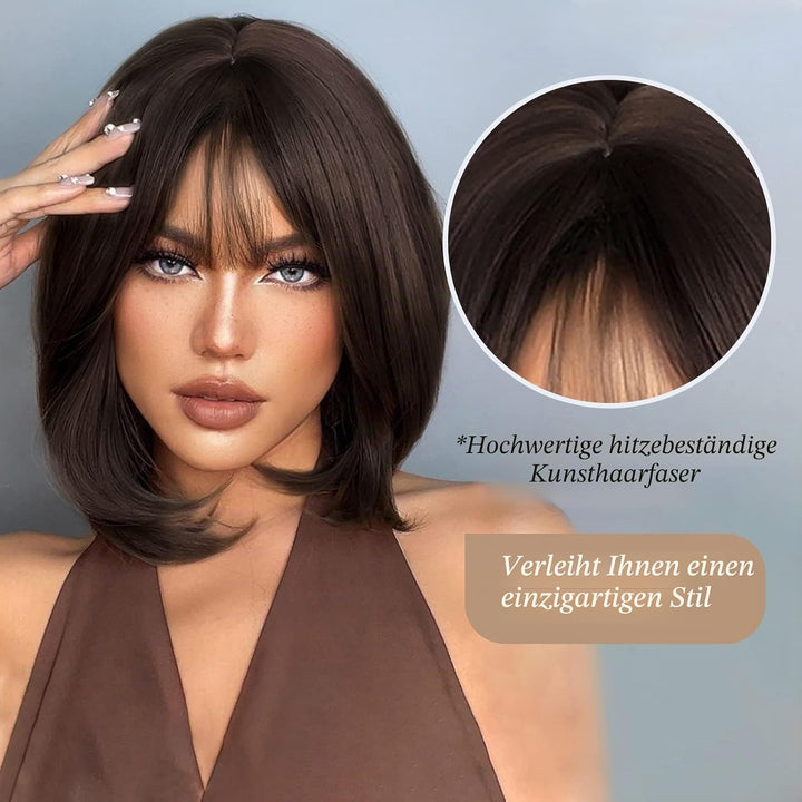 HAIRCUBE Kurze BOB BOB Damen Perücken Leichte Wavy Wigs Synthetische Perücken für Alltag Cosplay 800