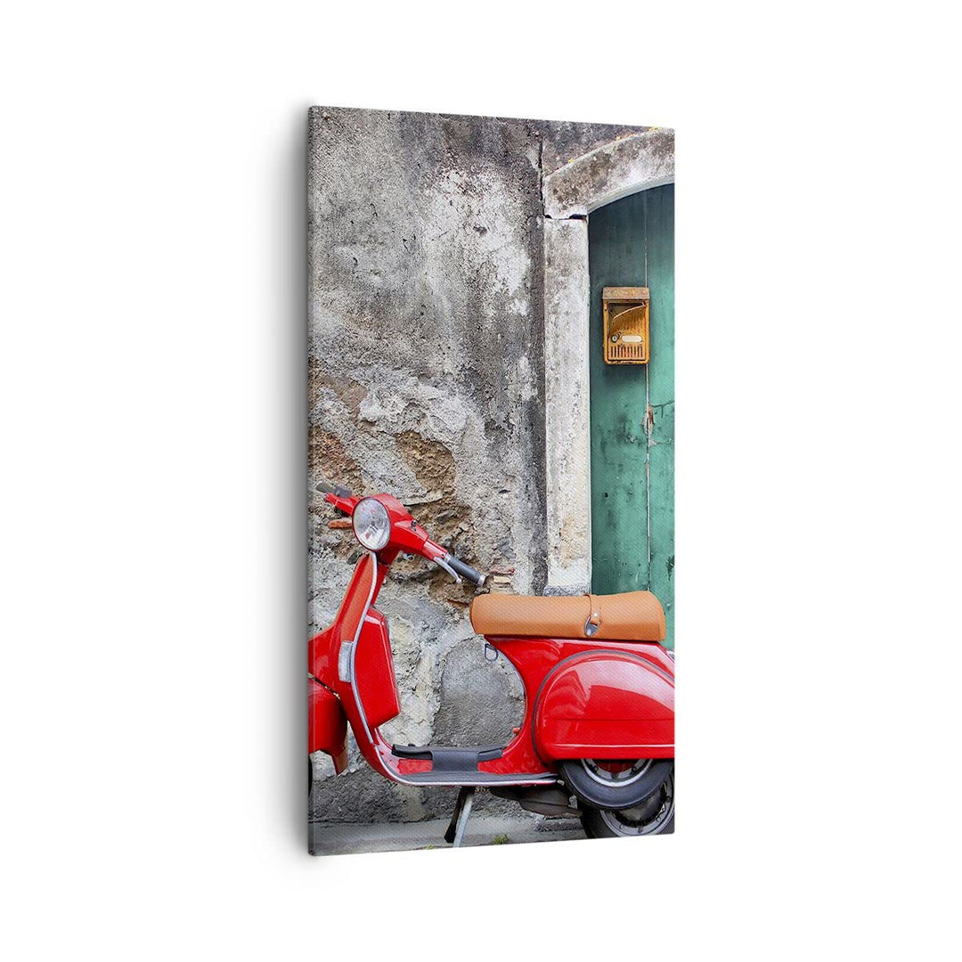 Bilder auf Leinwand 55x100cm Leinwandbild mit Rahmen Scooter transport italien retro Gross Wanddeko