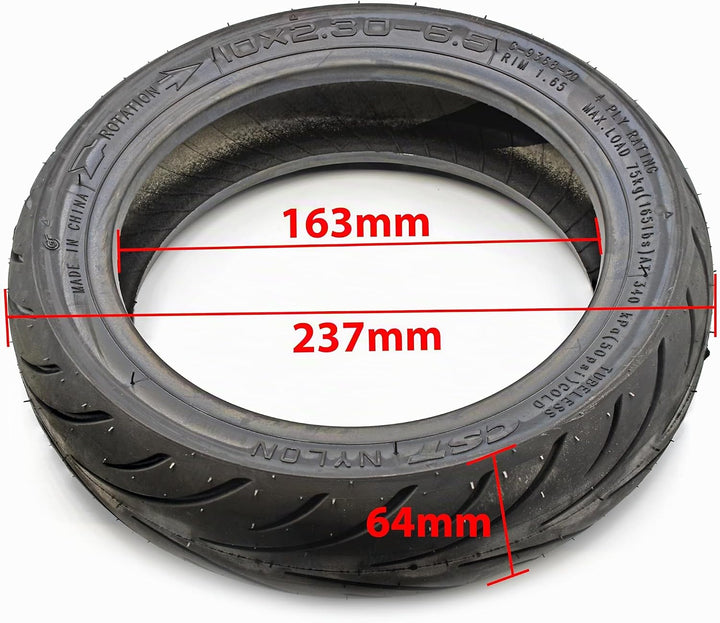 myBESTscooter - 10x2.30-6.5 Schlauchlose Reifen für NIU KQi2/KQi2 Pro Elektroroller Felge 10 Zoll Gu