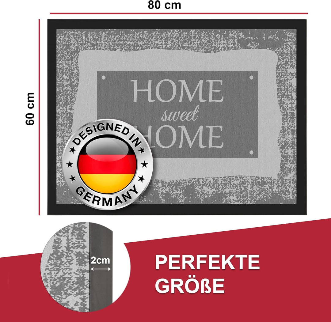 Valia Home Hochwertige Fussmatte 60x80 cm (Large) – Schmutzfangmatte für Innen & Aussen, rutschfest