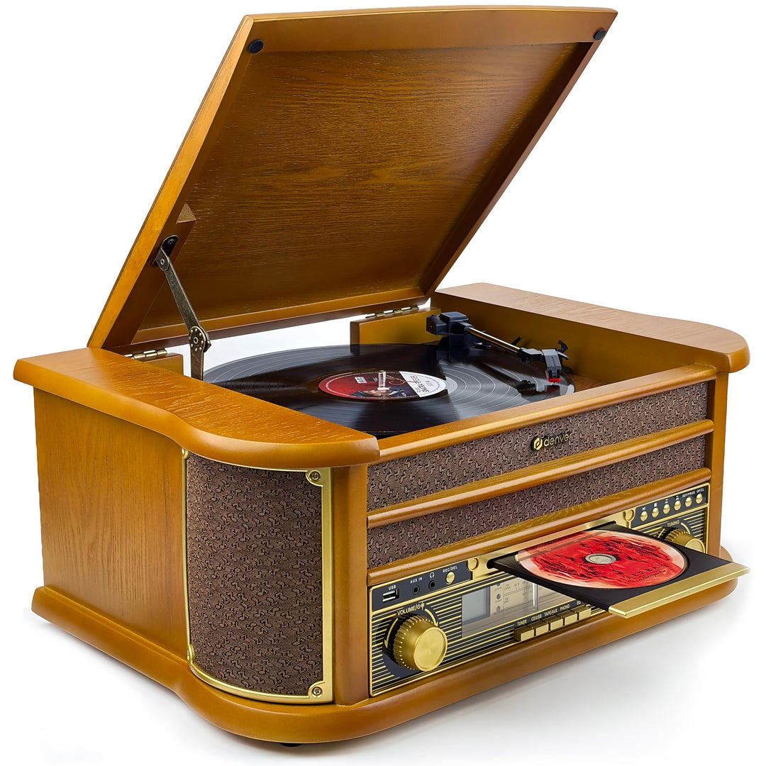 Denver MCR-50 Retro Musik-Center mit Plattenspieler braun