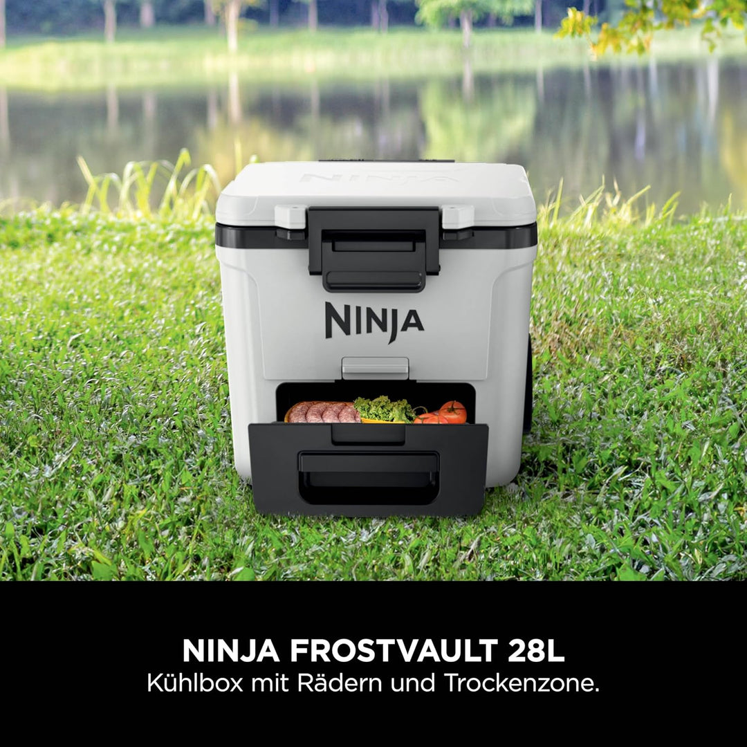 Ninja FrostVault Kühlbox mit Rollen und Isolierung, integrierter Dry Zone Schublade für Lagerung bei