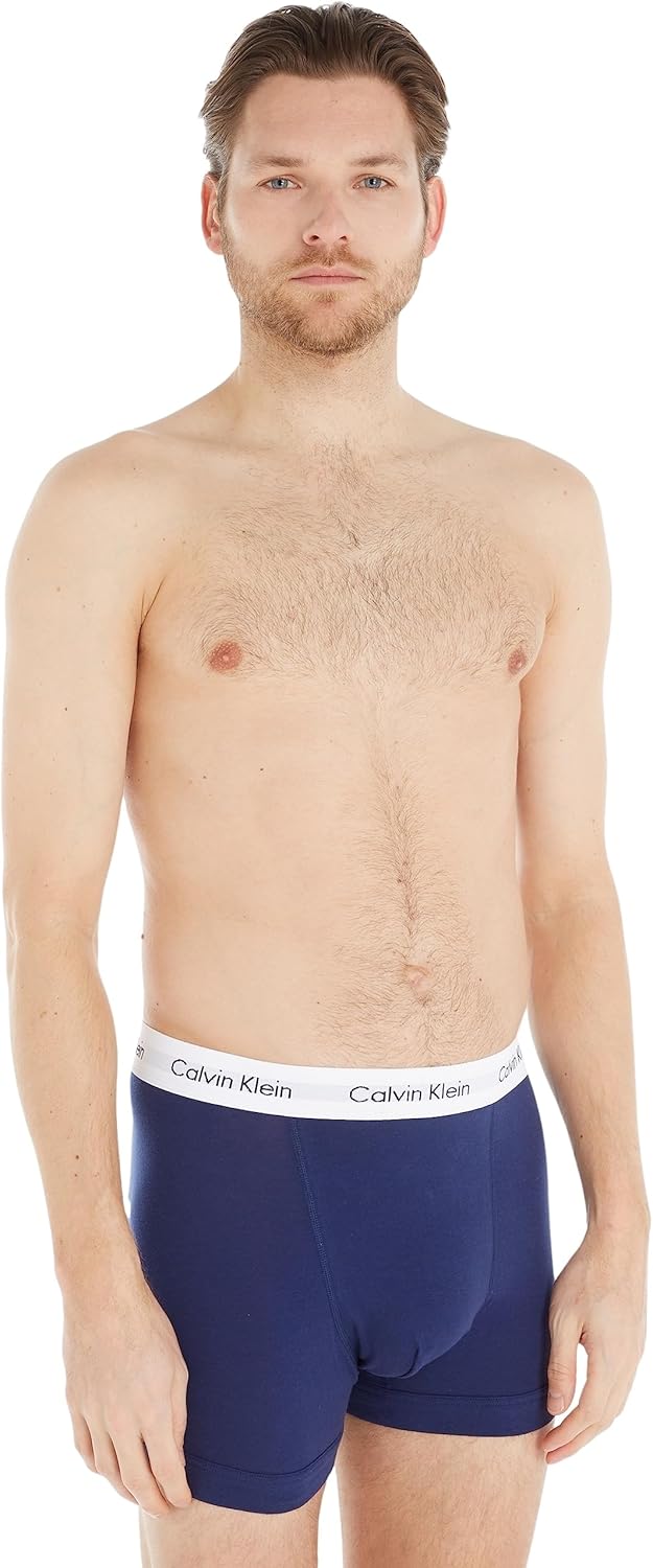 Calvin Klein Baumwolle Stretch 3 Pack Boxer Short, Schwarz Mit Blau/erdbeerfeld/schwarz S White/Red