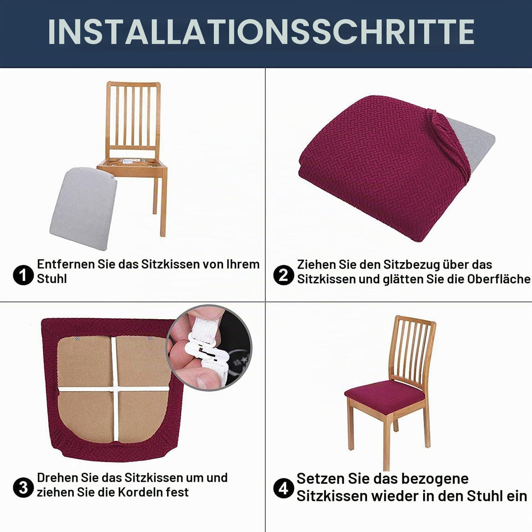 Homaxy Stuhlbezug Sitzfläche 6er Set, Stretch Bezug für Stühle Sitzbezüge für Esszimmerstühle Abwasc