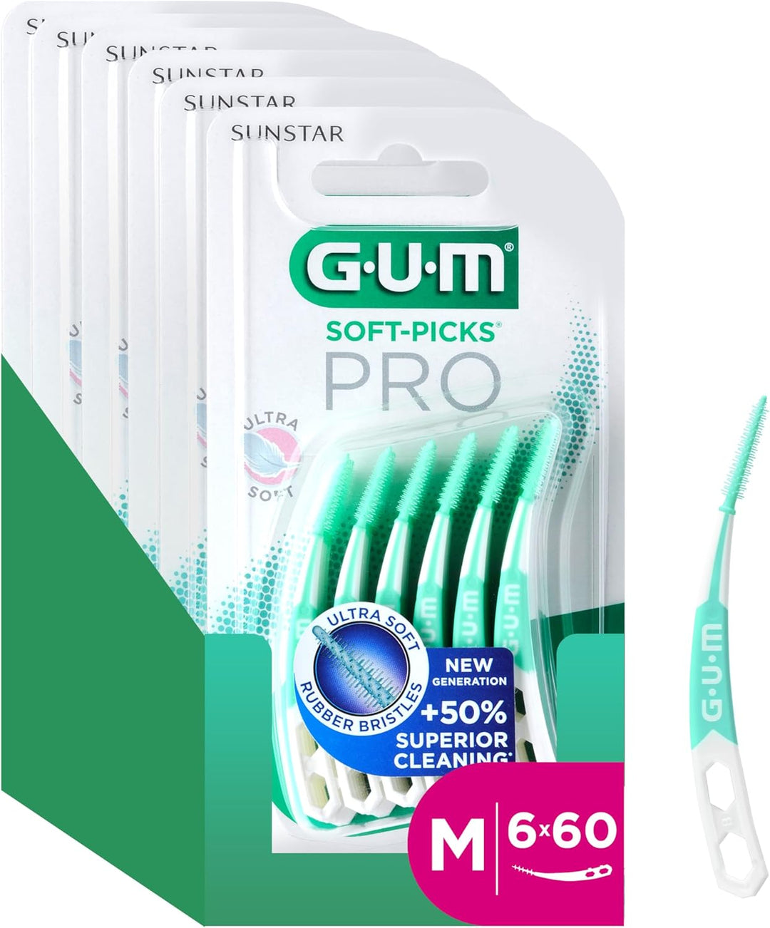 GUM SOFT-PICKS PRO Interdentalreiniger | gebogene Form für leichten Zugang zu schwer zugänglichen St