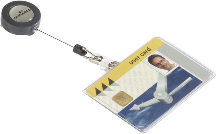 Durable Namensschild (für Betriebs-Ausweise, 54 x 90 mm) Packung à 10 Stück, transparent, 801619 54x