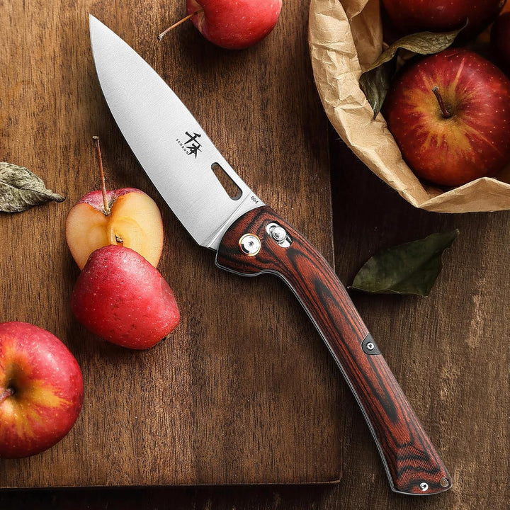 SENBON 440 Sharp Folding Peeling Practical Knife Fruit Knife Colorful Wood Handle Camping Barbecue O