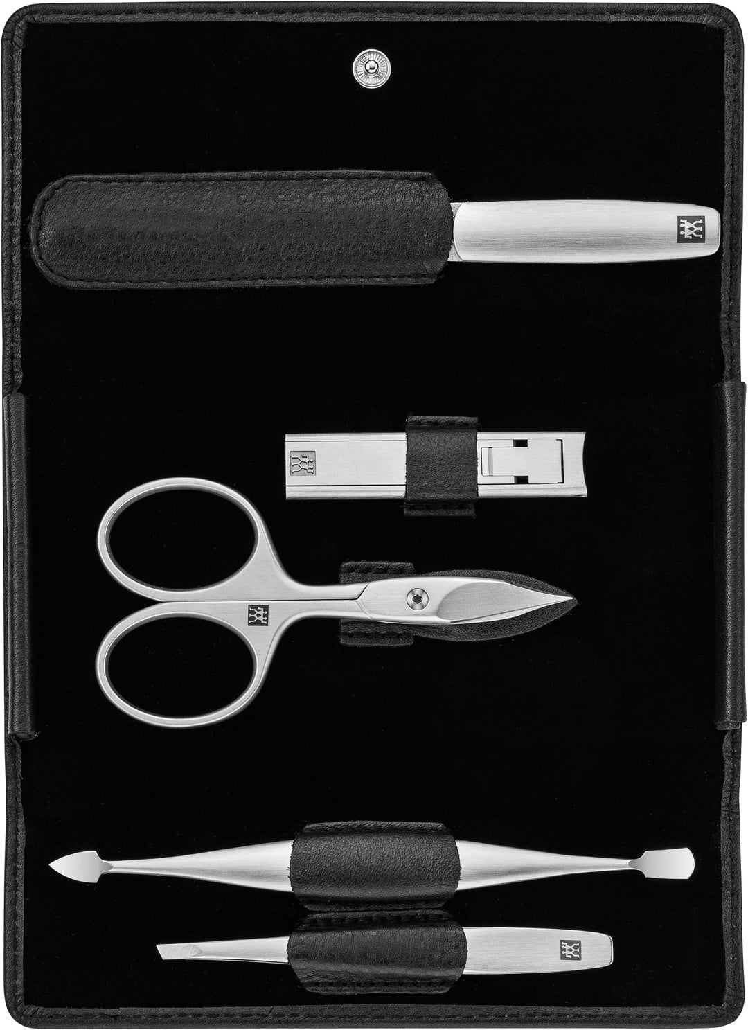 ZWILLING Maniküre Pflege Set, 5-teilig, Asian Competence, Leder, Geschenkset, Premium, Schwarz, Schw