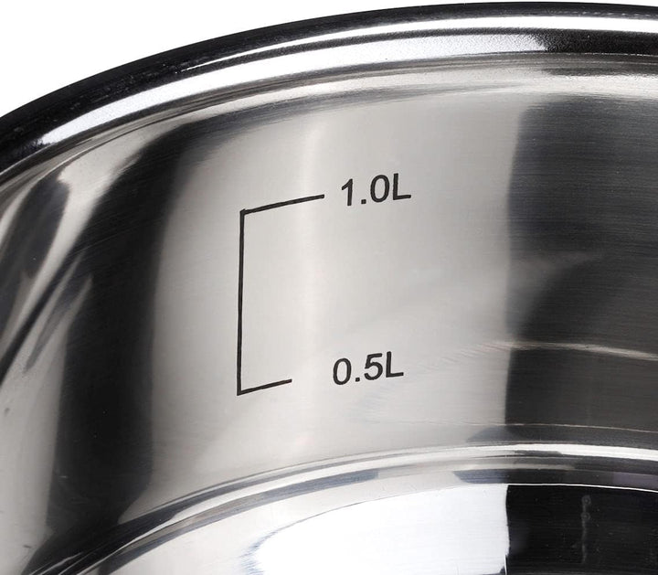 Edelstahl Kochtopf mit Glas Deckel und Messskala - 16 cm - Braten Topf mit Dunstloch für alle Herdar