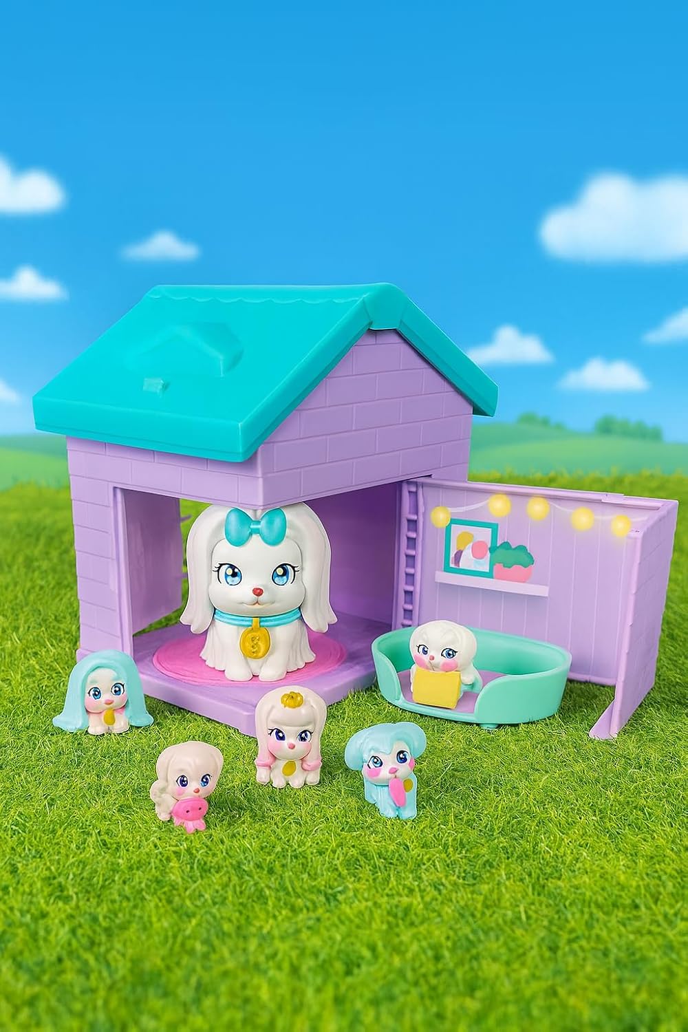 Little Live Pets Mama Surprise Families – Mamas Hütte-Packung, Bulldogge & Spaniel, 2 Hütten & Welpe