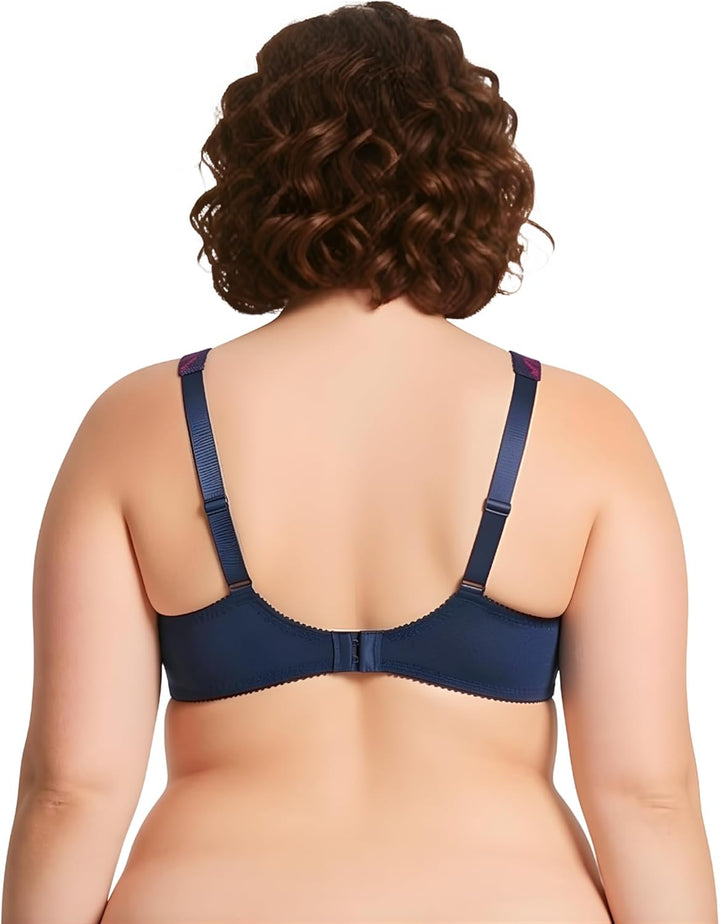 Curve Muse Damen Minimizer BH Ungefüttert Bügel Spitzenstickerei - 2er Pack 75E Blau, Silber(2er Pac