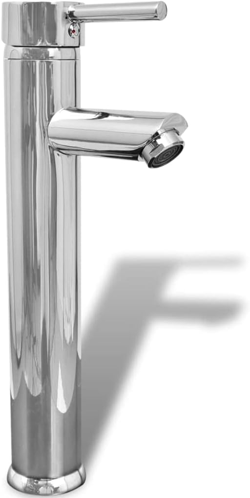 WIFESE Bad-Waschbecken mit Mischbatterie Keramik Rund Weiss 32,5x14 CM Aufsatzwaschbecken Eckig Bade