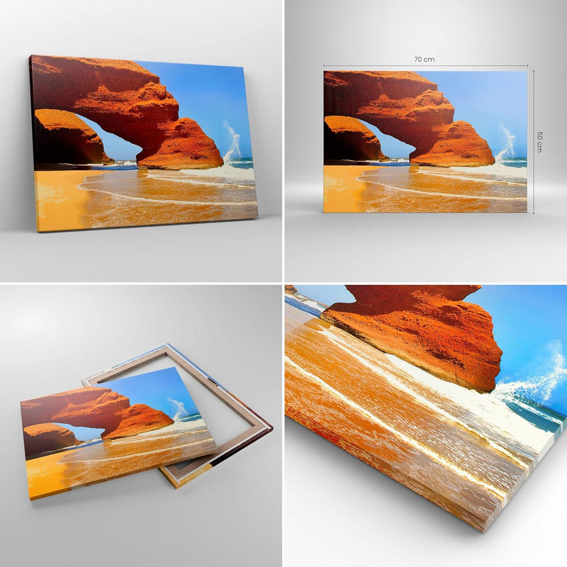 Bilder auf Leinwand Felsen Sandstein Ozean Natur Leinwandbild 70x50cm Wandbilder Dekoration Wohnzimm