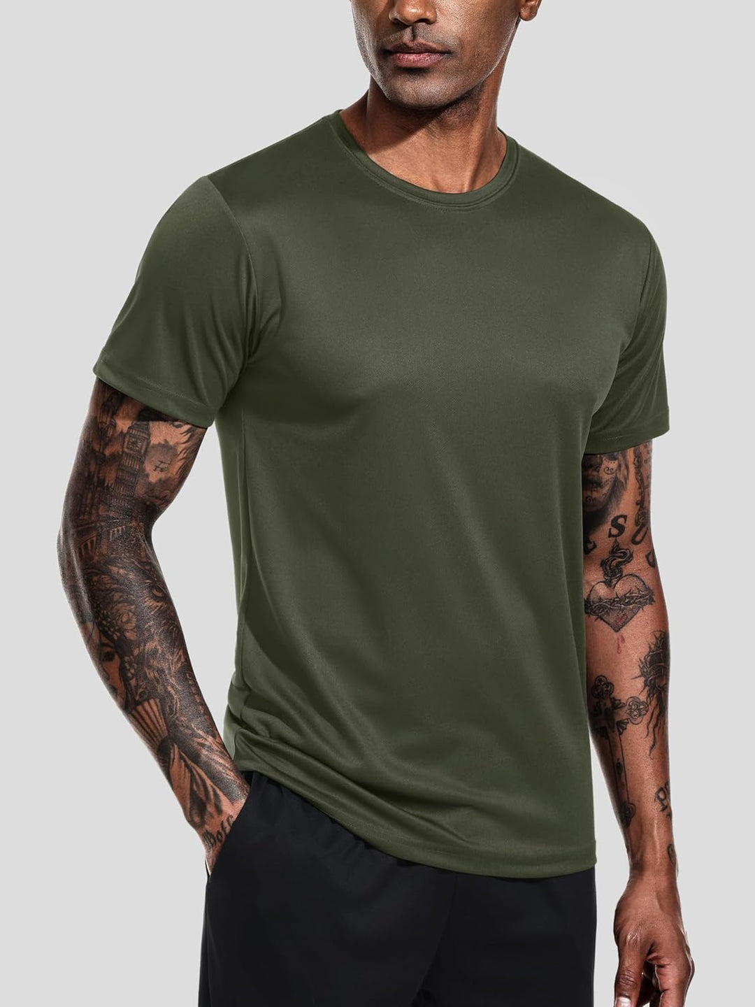 Teesmen T-Shirt Für Herren Kurzarm Rundhals Einfarbige Sport Basic Männer 5er Polyester Oder Baumwol