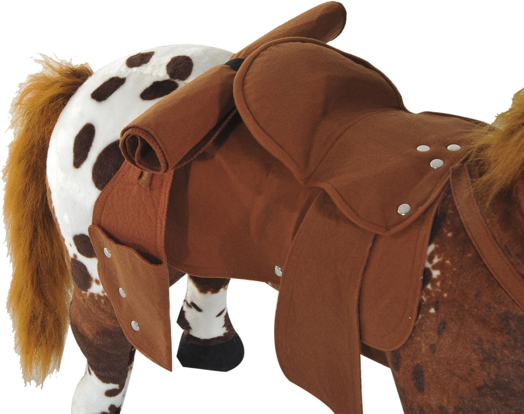 HOMCOM Reitpferd Spielpferd zum Reiten Stehpferd mit Sattel, Sound, Steigbügel Plüschpferd für Kinde