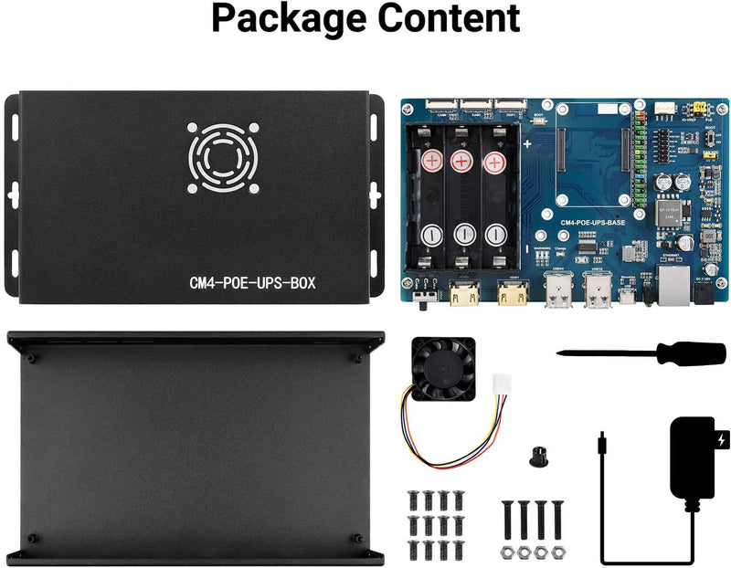 Waveshare PoE UPS Uninterruptible Power Supply Base Board/Mini-Computer Designed for Raspberry Pi Co