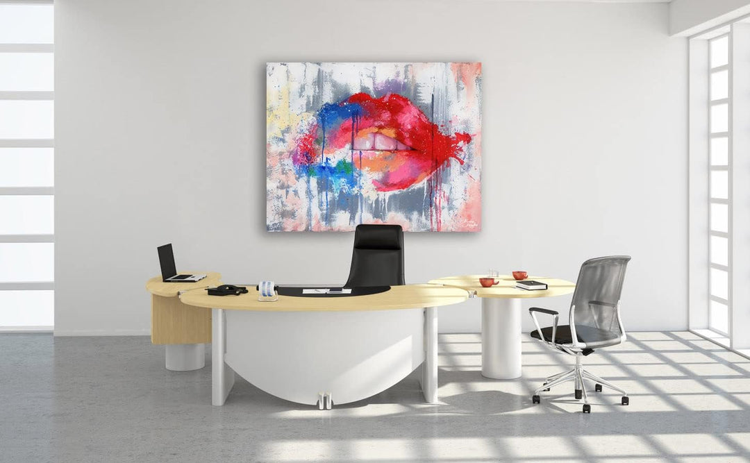 Monica Mirafiori I 100% HANDGEMALT I Gemälde Mund 90x60cm | Gemälde Handgemalt | Acrylgemälde | Sehr