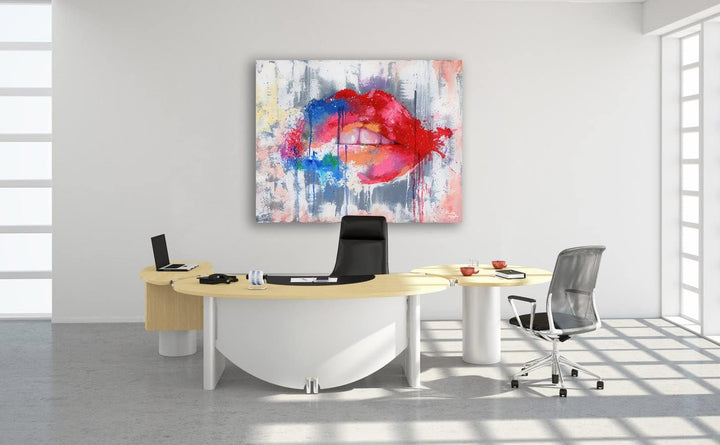 Monica Mirafiori I 100% HANDGEMALT I Gemälde Mund 100x70cm | Gemälde Handgemalt | Acrylgemälde | Seh