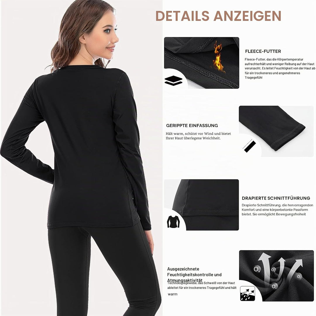 MEETWEE Thermounterwäsche Funktionsunterwäsche Damen, Skiunterwäsche Winter Set Atmungsaktiv Lange T