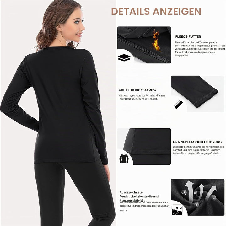 MEETWEE Thermounterwäsche Funktionsunterwäsche Damen, Skiunterwäsche Winter Set Atmungsaktiv Lange T