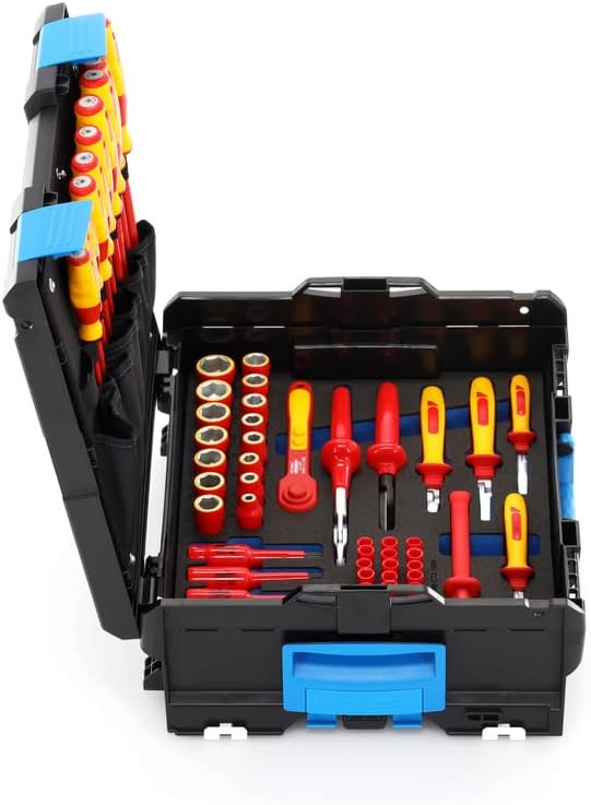 GEDORE VDE-Werkzeugkoffer HYBRID, Set 53-tlg, gefüllt, Werkzeug für Elektriker, Kunststoffkoffer, VD