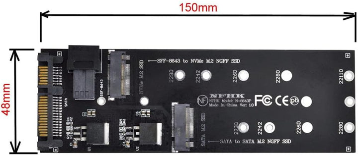 ChenYang M.2 NGFF zu SATA & NVME PCIe SSD zu SFF-8643 Erweiterungskartenadapter für Mainboard (funkt