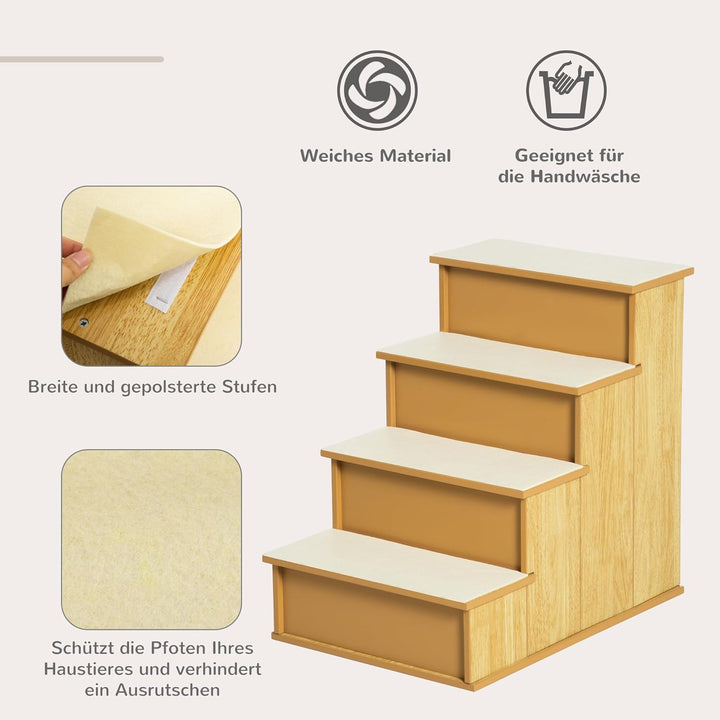 PawHut Haustiertreppe 4-stufige Hundetreppe Katzentreppe Einstiegshilfe mit Rutschfester Matte Haust