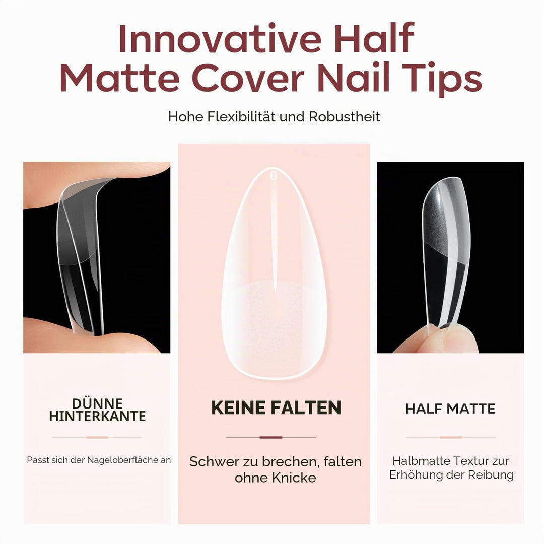 modelones Nail Tips and Glue Gel Kit 500pcs Nageltips Gel Nail X Extension Set Kleber Gel Nail Kit,