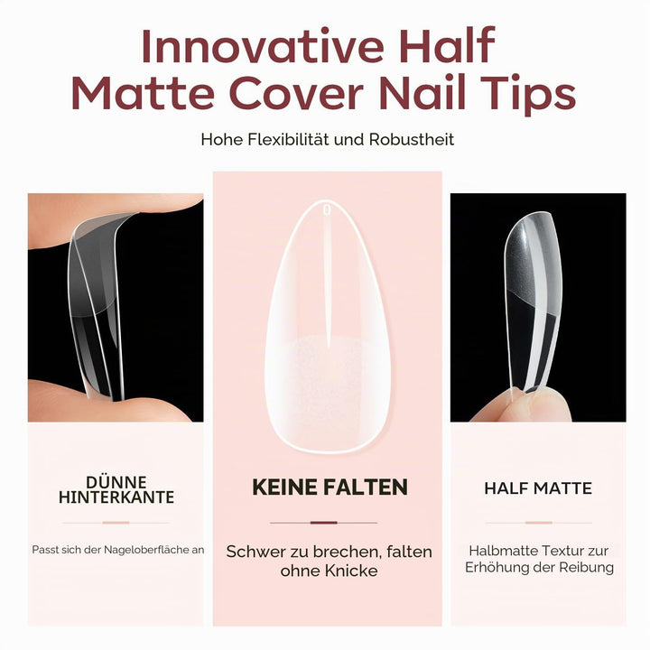 modelones Nail Tips and Glue Gel Kit 500pcs Nageltips Gel Nail X Extension Set Kleber Gel Nail Kit,