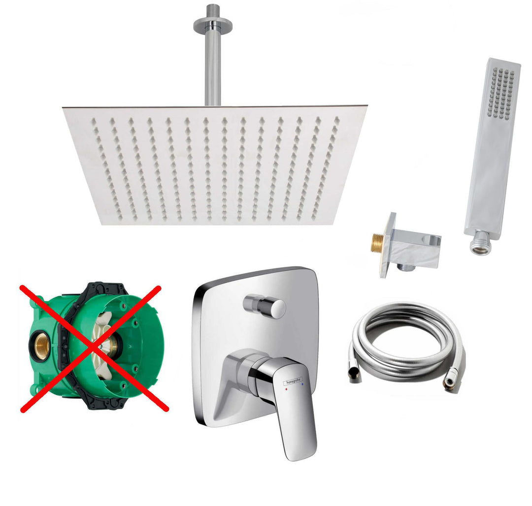 vanvilla Duschsystem mit Unterputz Duscharmatur von Hansgrohe Logis und vanvilla Regendusche mit Arm