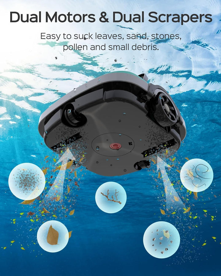 WYBOT Poolroboter Akku Kabellos Poolsauger Roboter mit Dual-Antriebsmotoren 100 Mins, Automatisches