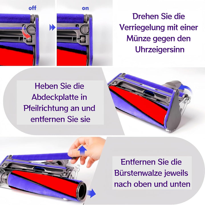 Softwalze Bodendüse für Dyson V7 V8 V10 V11 V15 SV10 SV11 SV12 SV14 SV15, Elektrischer Soft Roller B