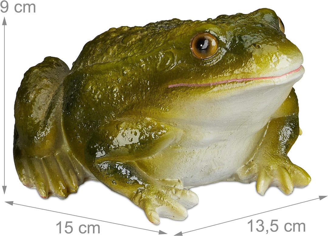 Relaxdays 4 x Gartenfigur Frosch, wetterfest, für Balkon, Terrasse, am Teich, Kunststein, sitzende D