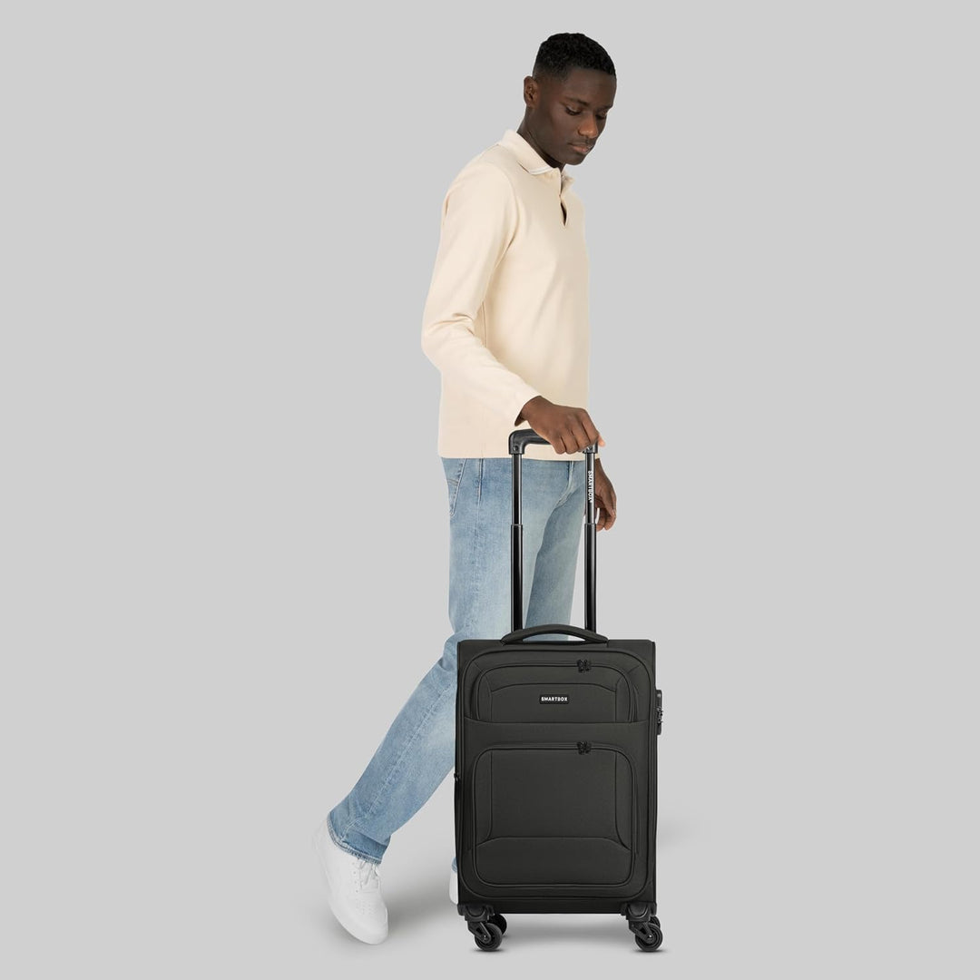 SMARTBOX Weichgepäck Kabinen-Koffer für Damen & Herren | Kleiner Cabin-Trolley 36 x 23 x 57 cm | 4 R