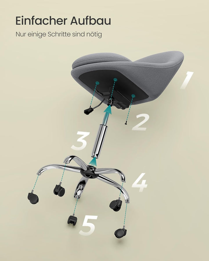 SONGMICS Homeoffice-Stuhl, Schminkstuhl aus Baumwoll-Leinen-Mischgewebe, Schreibtischstuhl, Schaumst