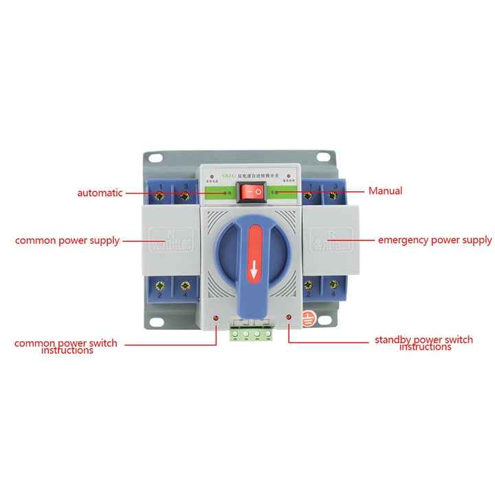 Dual Power Automatic Transfer Switch, 1pc 220V 63A 2P Mini Automatic Circuit Breaker Dual Power Swit