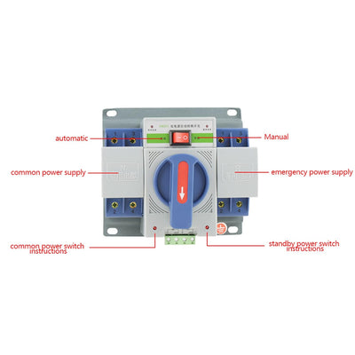 Dual Power Automatic Transfer Switch, 1pc 220V 63A 2P Mini Automatic Circuit Breaker Dual Power Swit