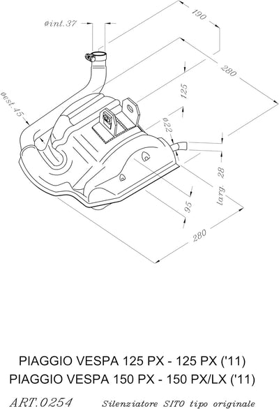 Auspuffanlage LeoVince Komplettanlage SITO PLUS, Stahl für Piaggio Vespa 125/150 PX
