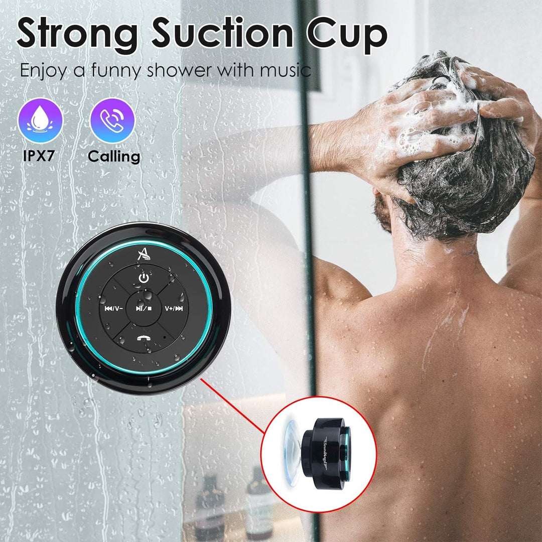 Xleader Dusche Bluetooth Lautsprecher Klein Musikbox, Wasserdicht Bluetooth Lautsprecher mit Saugnap