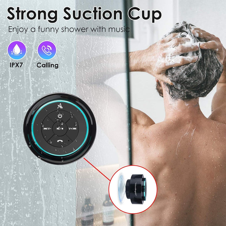 Xleader Dusche Bluetooth Lautsprecher Klein Musikbox, Wasserdicht Bluetooth Lautsprecher mit Saugnap