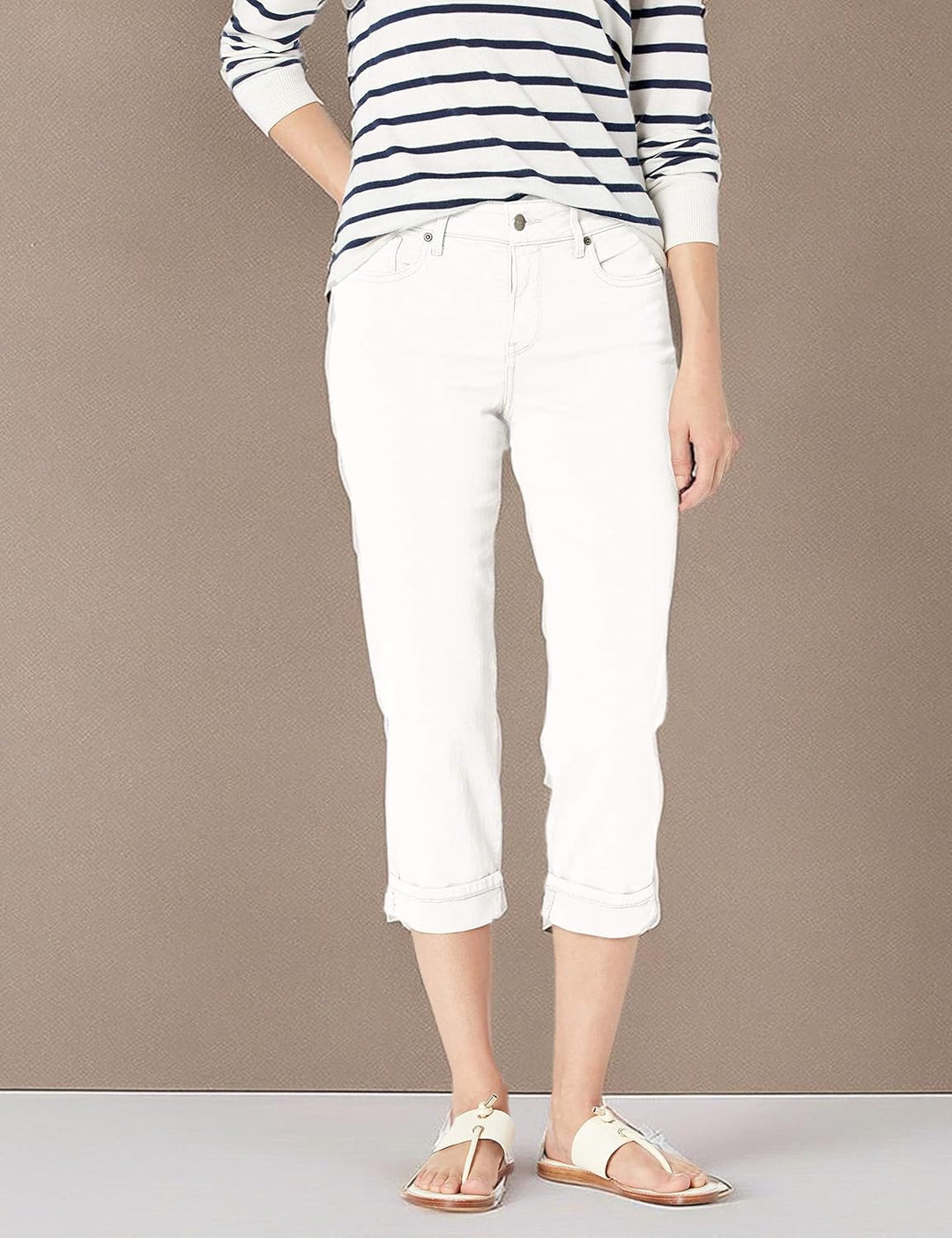NYDJ Damen Marilyn Crop with Cuff Jeans, Optic White