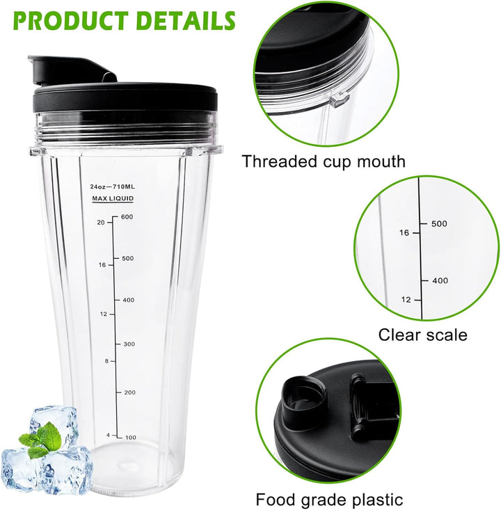 2 Stück Mixer Ersatzteile Für Ninja 710ml Blender Becher Mit Herausnehmbarem Deckel, Becher Ersatzte