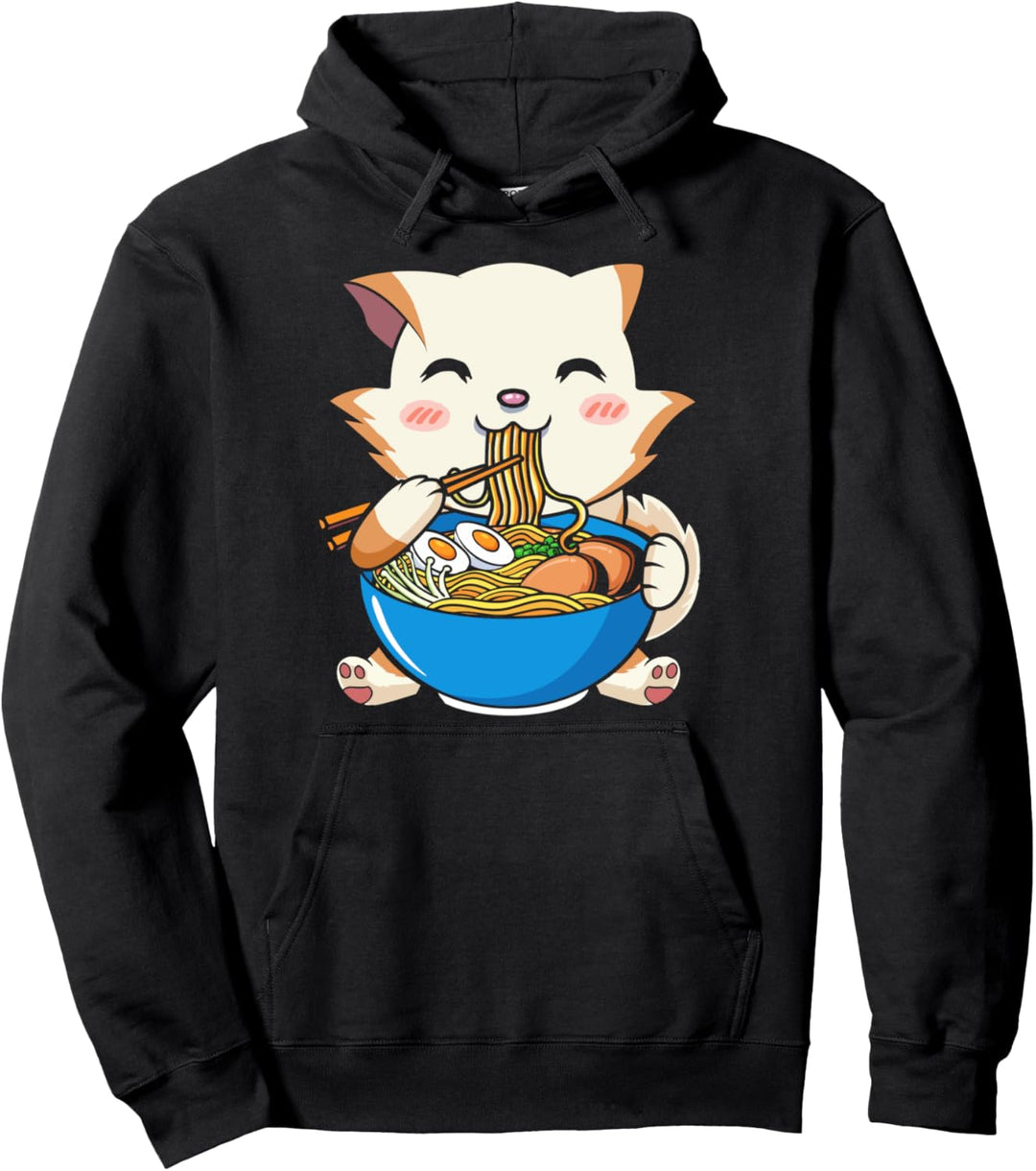 Niedliche Katze Japanische Ramen-Nudeln Katze Kawaii Ramen Pullover Hoodie