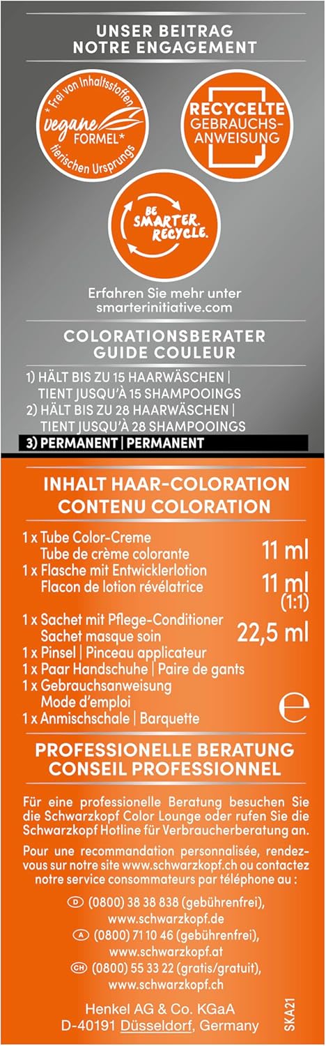 Schwarzkopf Ansatzset A2 Goldbraun Stufe 3 (3 x 44,5 ml), dauerhafte Haarfarbe zum Haaransatz kaschi