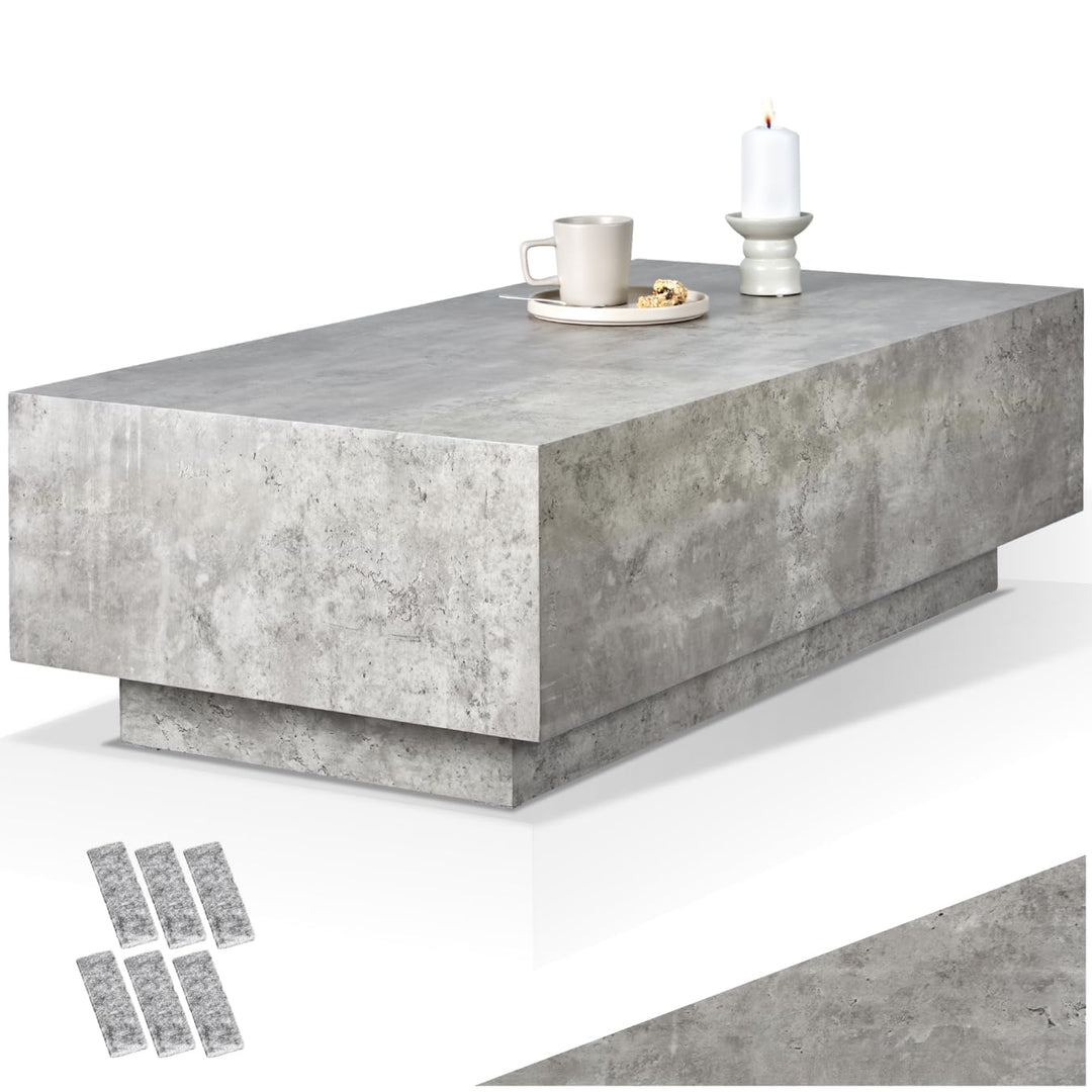 tectake® Couch Tisch, Room Decor in Beton Optik, Tisch Wohnzimmer, moderner Couchtisch, Beistelltisc