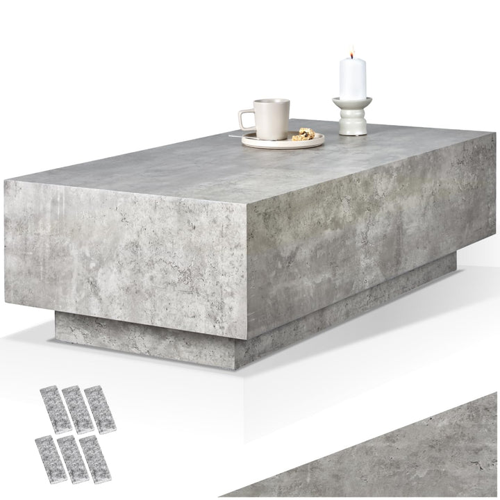 tectake® Couch Tisch, Room Decor in Beton Optik, Tisch Wohnzimmer, moderner Couchtisch, Beistelltisc